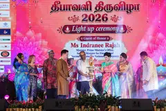 At this year’s Deepavali light-up ceremony, titled “Deepavali Festival 2026,” Minister in the Prime Minister’s Office and Second Minister for National Development Indranee Rajah inaugurated the light-up by lighting the traditional lamp. She was joined by Dr Janil Puthucheary, Senior Minister of State for Education and Sustainability and the Environment; Alvin Tan, Minister of State for Foreign Affairs and National Development; and Denise Phua, Member of Parliament.