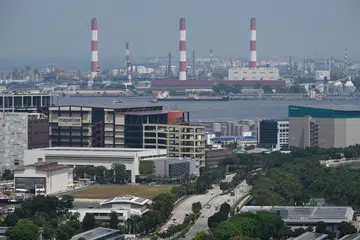 Pulau Seraya Power Station on Jurong Island. Electricity prices are higher due to reduced Middle East LNG supply amid conflict.
