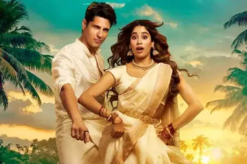 Sidharth Malhotra and Janhvi Kapoor in a poster of the film Param Sundari.