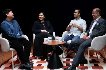 (From left) The first episode of tabla! talks was hosted by Mr Ezekiel L.S. Sen with guests Ms Nava Neetha, Mr Rajesh Misir, and Mr S.V. Padmanabhan.