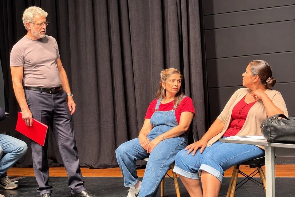 Jeff Martin, Sangeeta Nambiar, Sumati Nagrath in a scene from Miss Witherspoon, directed by Neha Dadbhawala.