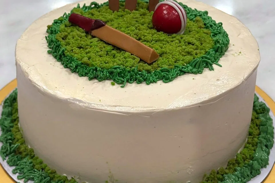 One of Ms Dolly Mirpuri’s latest creations is a cricket-themed cake.
