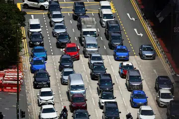 Traffic jam on roads