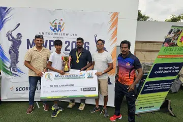 (From left) Chetan Suryawanshi, Neel Ramnarayan, Royal Strikers captain Vengat Murali, Rajiv Ramnarayan and Sarika Prasad.