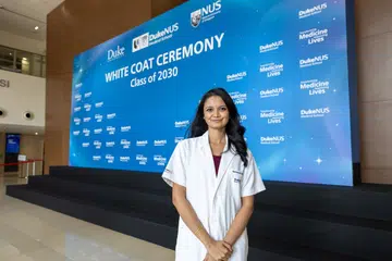 Ms Aparna joined 77 other aspiring doctors at Duke-NUS Medical School’s white coat ceremony on Aug 14.