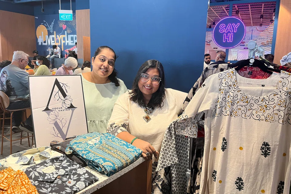 Ms Dharshini Krishna and Ms Pramila Krishnasamy, founders of Vogue Vastra, at the pop-up bazaar.