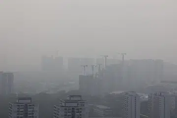 Hazy conditions seen from Clementi Singapore 
at about 8.35 am on Oct 11, 2026.
