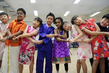Students from Westwood Primary School celebrating  Racial Harmony Day.