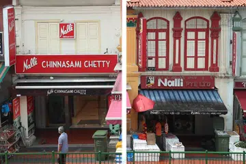 The Nalli Chinnasamy Chetty and Nalli Pte Ltd outlets on Buffalo Road.