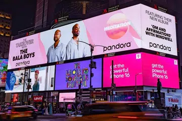 The Bala Boys featured on a Times Square billboard in New York City.