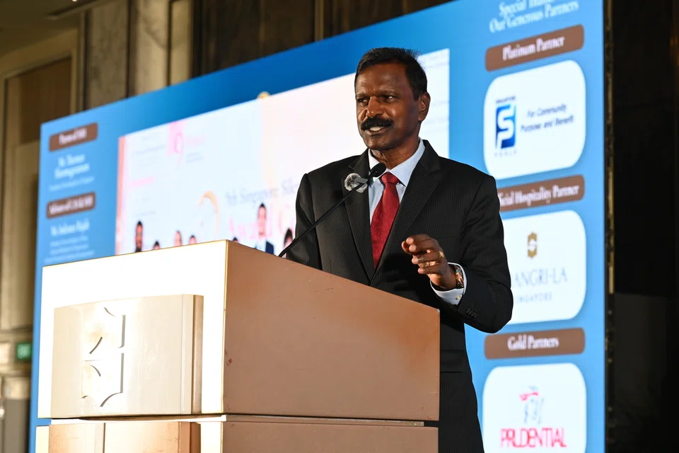 Mr MP Sellvem, president of Civilians Association (Singapore) at the 13th Singapore Silent Heroes Awards on Sept 19.