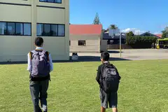 College students on their way to school