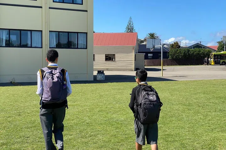 College students on their way to school