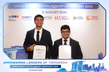 Smart Nation Scholarship (GovTech) recipient Aryan Dalvi and IMDA SG Digital Scholarship recipient Prannaya Gupta.