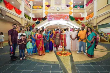 Residents from various parts of Singapore contributed over 300 sarees in diverse fabrics, colours, and lengths – some of which were selected for the decorative display.