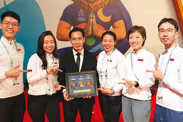 Team Singapore members who participated in the first World Yogasana Sports Championship in Ahmedabad.