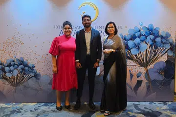 (From left) SSH secretary Dash Shanmugam, Inspiring Youth Award finalist Siddharthen Rajasegaran and Outstanding Adult Award finalist Dr Ritu Jain.