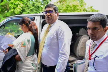 Former minister Ravi Karunanayake detained over bribery and corruption charges is taken to a court in Colombo on August 31, 2026.