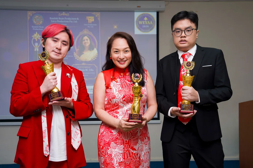 Winning trio from Fashion Runway Singapore (L-R) Mr Low Vuitton, Ms Eileen Yap, Mr David Nuowen Ponce.