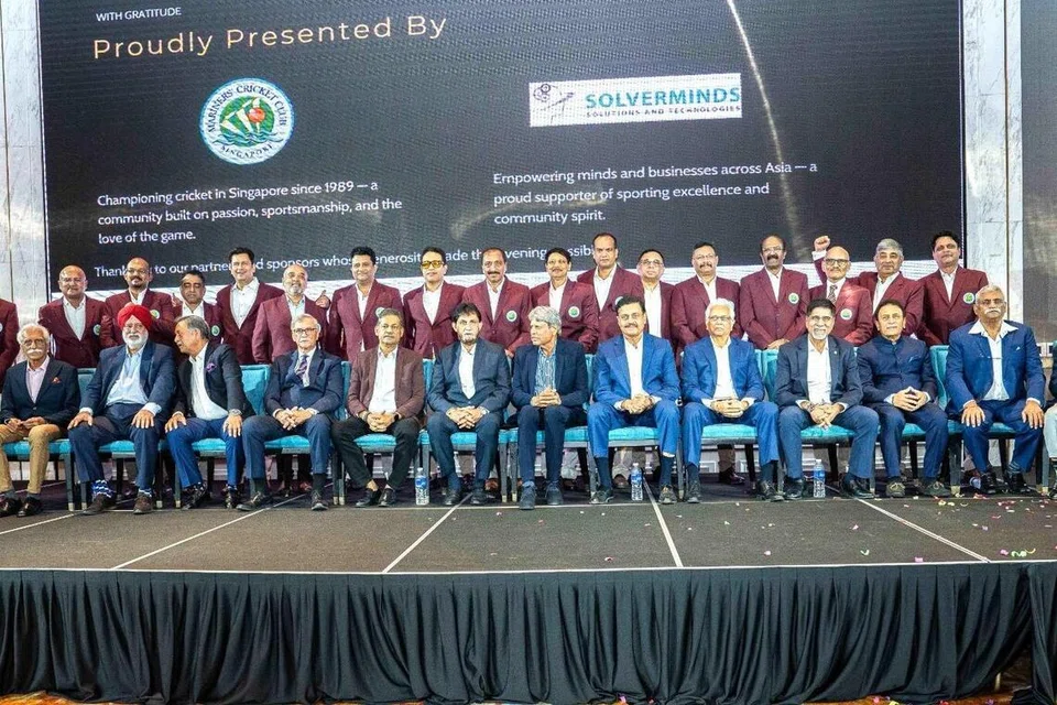 The Mariners Cricket Club organising committee members (back row) along with 1983 World Cup heroes.