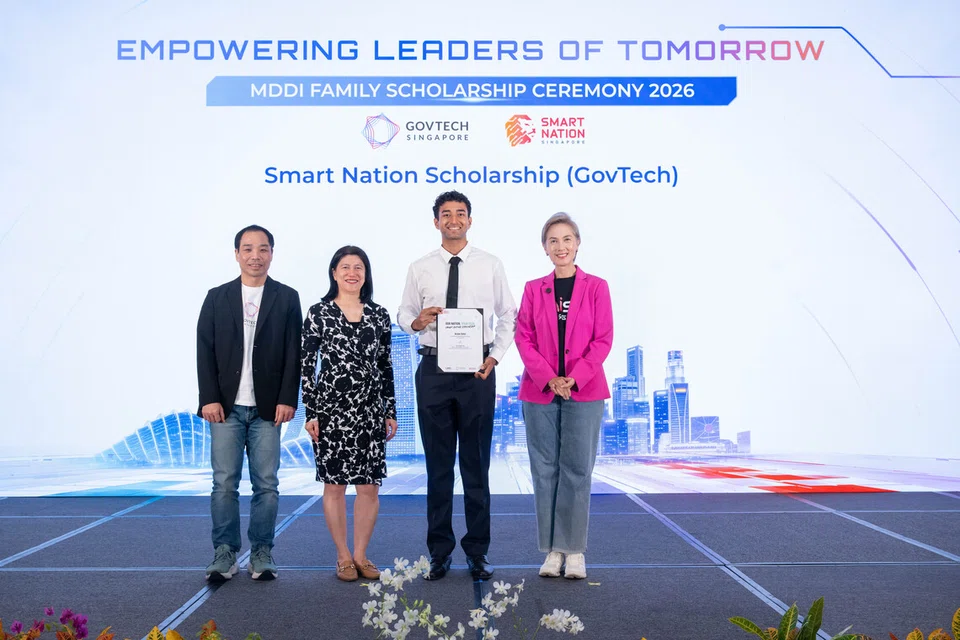 Aryan Dalvi was presented with the Smart Nation Scholarship (GovTech Singapore) award at the MDDI Family Scholarship Ceremony on Aug 12, 2026.