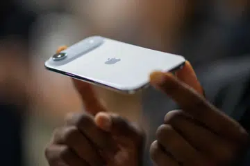A person holds an Apple iPhone Air during Apple’s “Awe-Dropping” event at the Steve Jobs Theater on the Apple Park campus in Cupertino, California.
