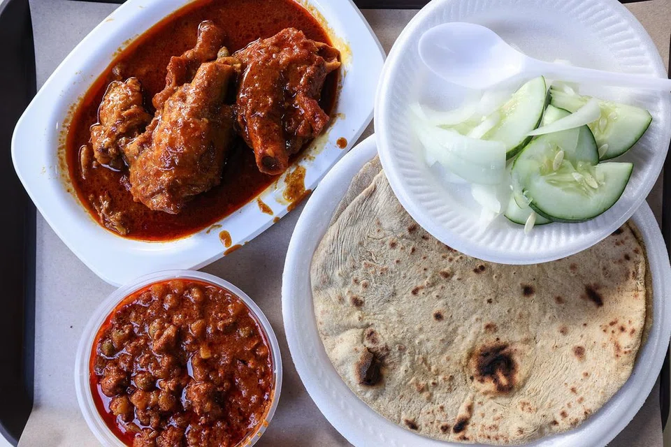 Chapati with paya masala and mutton keema at Azmi Restaurant.