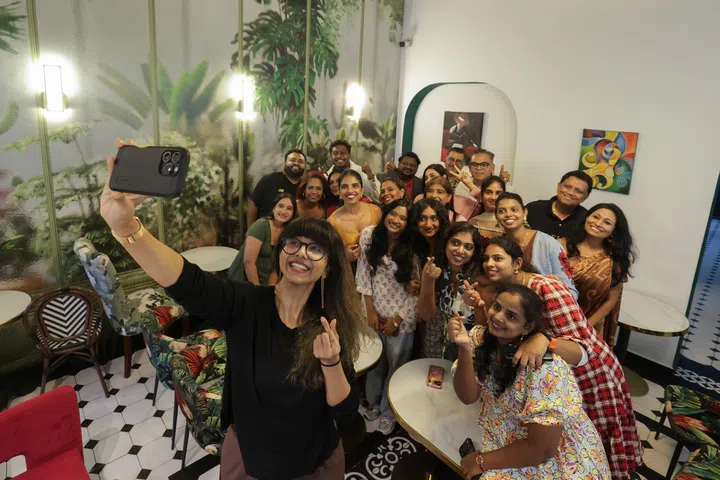 Playback singer and composer Shaktishree Gopalan at a private fireside chat event with the media on Aug 1 at Kunthaville restaurant.