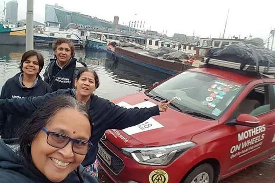 Mothers on Wheels during their India to UK trip in 2018.