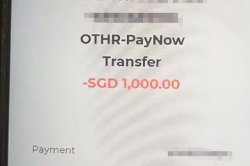 A screengrab showing a money transfer to Abdul Raheem, also known as A. R. Sai's wife Jayanthi on May 4, 2026. Vanjur Maideen had wired $1,000 to her PayNow account.