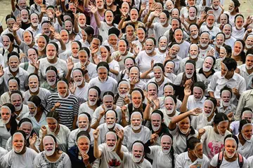 Students in Chandigarh wore Modi masks to mark the occasion. 