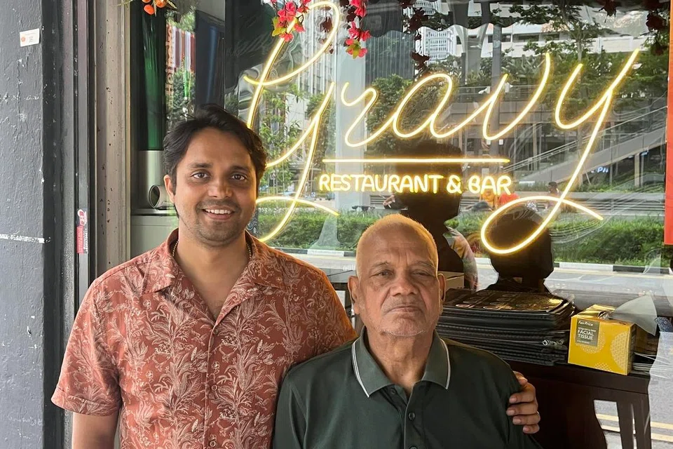 Gravy Restaurant & Bar’s co-owner Virbahadur Yadav (left) and his father, Mr Kamla Prasad.