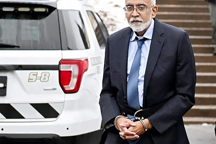 Mr Subramanyam Vedam arriving at the Centre county courthouse for a hearing on Feb 6.