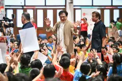 Actor Jackie Chan visited Pei Chun Public School on July 7.