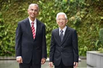Prof Venkataraman Anantharaman and Prof Phua Kong Boo who receive the Eminent Academician title at Induction Comitia 2026.