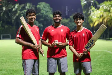 SEA Games debutants Sai Harsha Venugopal, 23, Pranav Sudarshan Rajesh Krishnan, 22, and Aslan Ali Xi Jafri, 18, (from left) set sights on Gold.