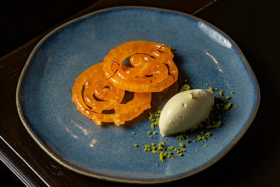 Tiffin Room’s kesar jalebi with paan kulfi.