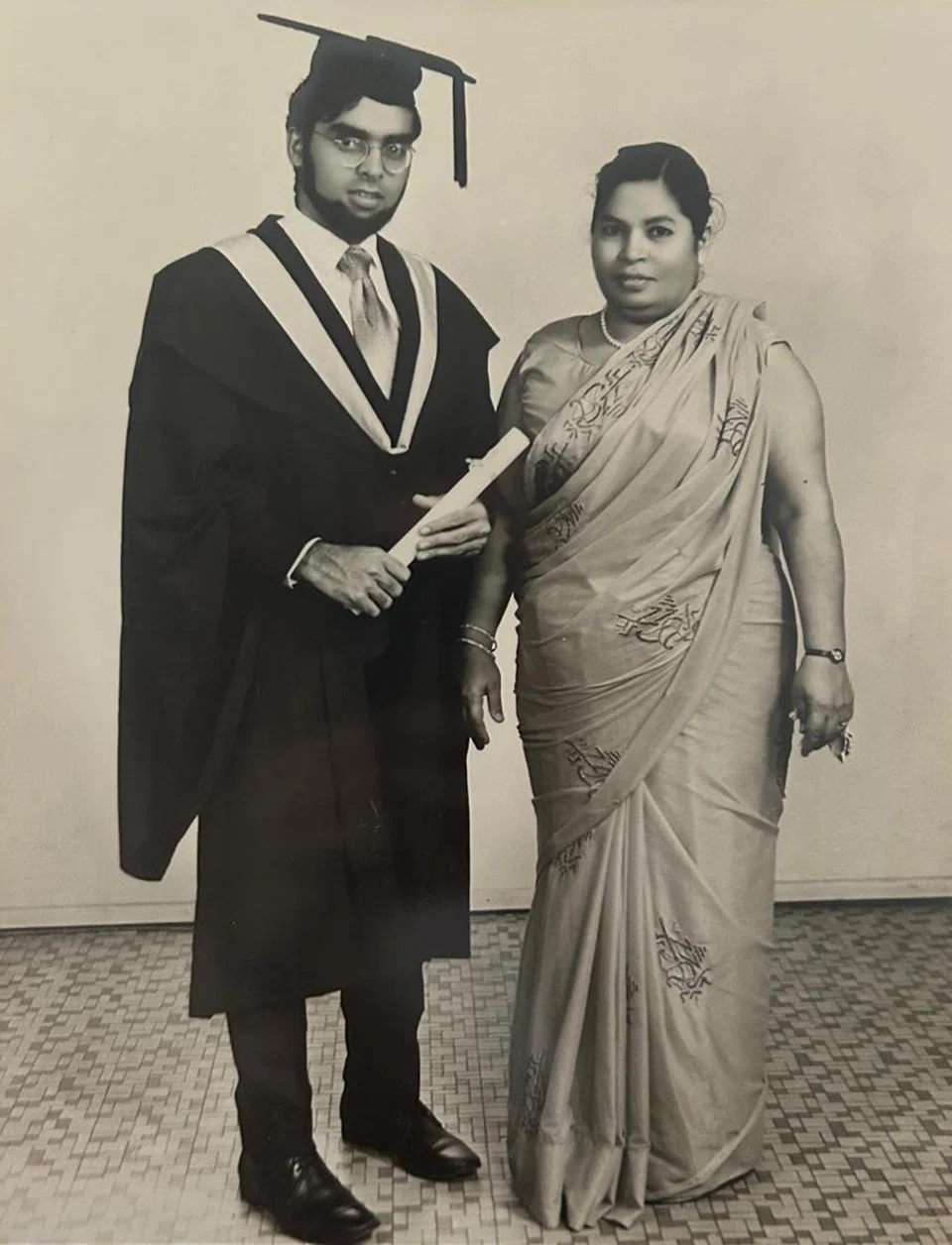 Kishore Mahbubani and his mother after his graduation from the University of Singapore.