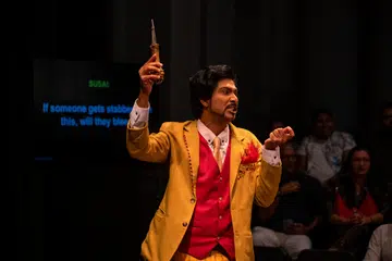 Shaikh Yasin, playing Victor Sebastian, delivered a standout performance in Agam Theatre Lab’s Kai Varisai.