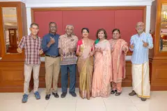 Mr Dayaram Shivnath (checked shirt), Mr R. Thanasegaran (blue shirt) and Ms Sothi Letchumanan (gold saree) were among 8 recipients of the 2026 Excellence Award at HEB Volunteer Awards Ceremony on Aug 29.