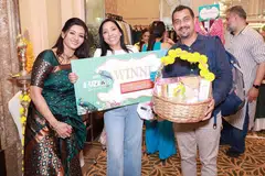 Ms Shagun Chand (left), who organises the NRI Buzzar, with festival shoppers.
