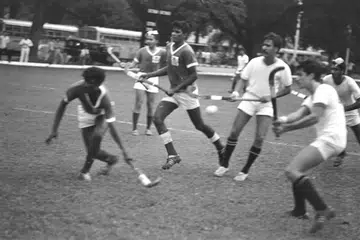 Singapore Hockey Association (SHA) senior knockout quarter-final hockey match between the Police and Armed Forces.