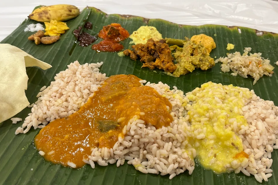 The sadhya at Singapore Kairalee Kala Nilayam’s Kampong Onam event.