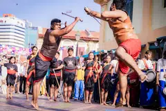 A Kalari Academy performance outside the Indian Heritage Centre.