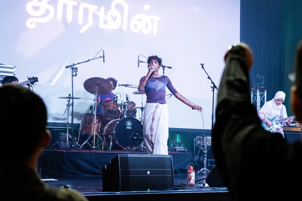 Thaarmin Thana Rajan, 21, said that he incorporates Indian cultural elements into his performances where he sings English songs.
