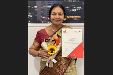 Dr Prema Subramaniam with her doctorate in business administration.