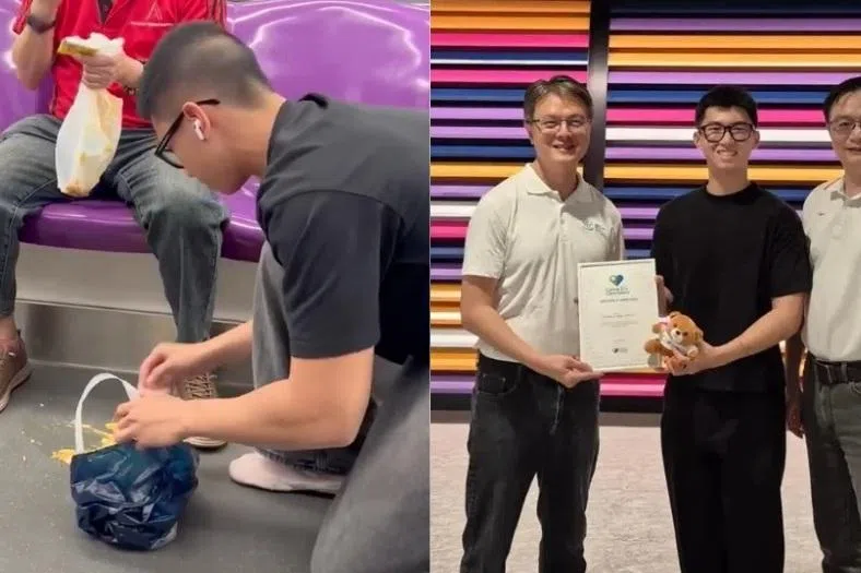 ரயிலில் உடல்நலம் குன்றிய சக பயணிக்கு உதவிய இளைவருக்குப் பாராட்டு