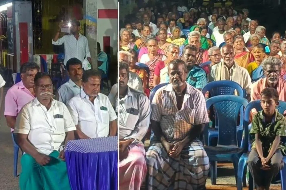 ஏகனாபுரம் கிராமத்தில் நடைபெற்ற போராட்டத்தில் சுற்றுவட்டார கிராமங்களைச் சேர்ந்த பொதுமக்கள் திரளாகப் பங்கேற்றனர்.