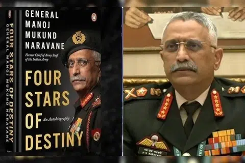 முன்னாள் ராணுவத் தளபதி நரவனே, அவர் எழுதியுள்ள புத்தகம்.