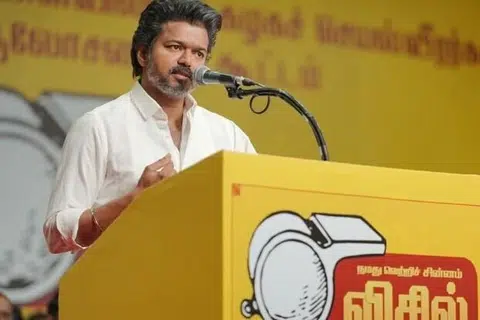 நடிகரும், தவெக கட்சியின் தலைவருமான விஜய்.